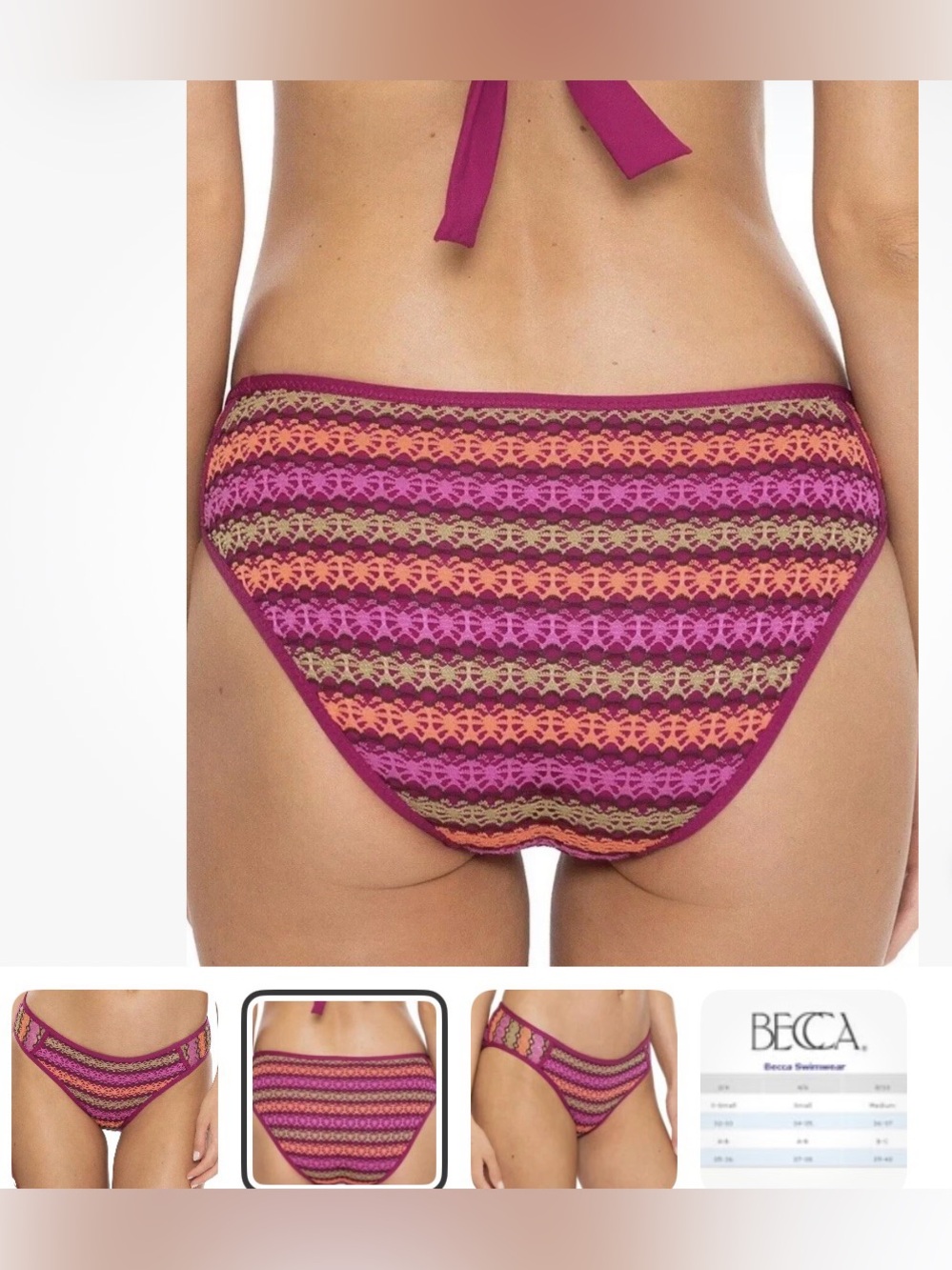 Becca Driftwood Lace Bikini Bottom Women’s Sz Medium Hipster